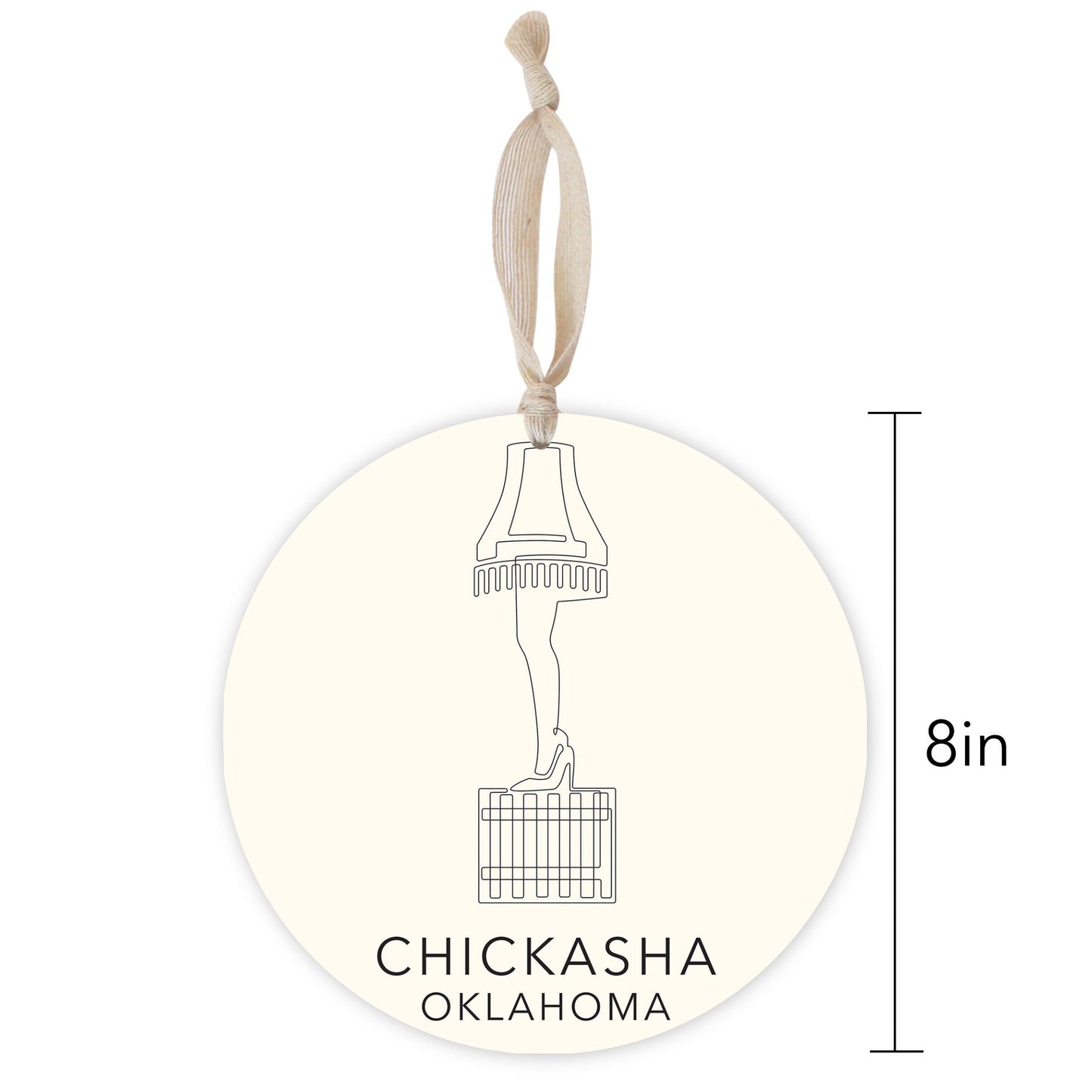 Modern Minimalist Oklahoma Chickasha Leg Lamp | Wood Ornament | Eaches | Min 1