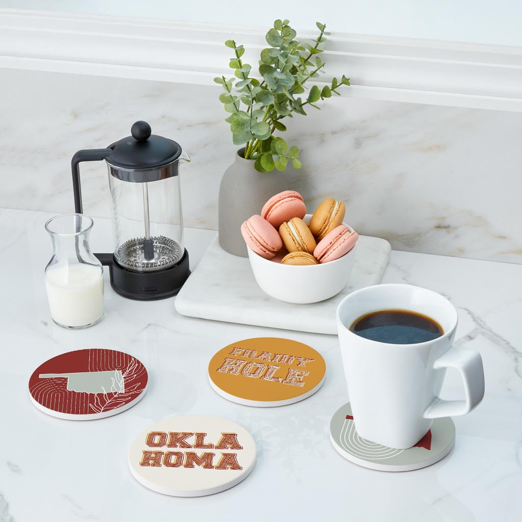 Modern Minimalist Oklahoma Set | Absorbent Coasters | Set of 4 | Min 2