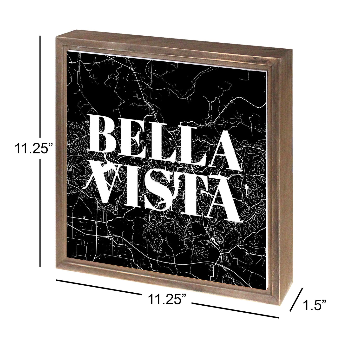 Minimalist B&W Arkansas Bella Vista Map | Wood Sign | Eaches | Min 1