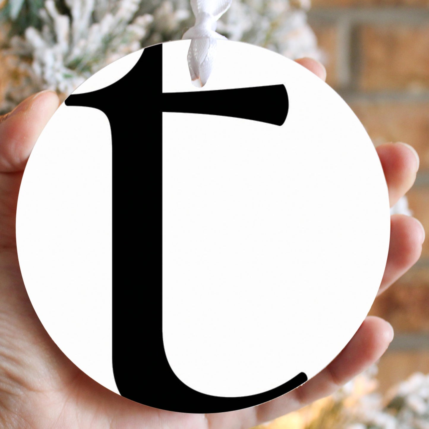 Minimalist Monogram T Circle| Wood Ornament | Eaches | Min 6