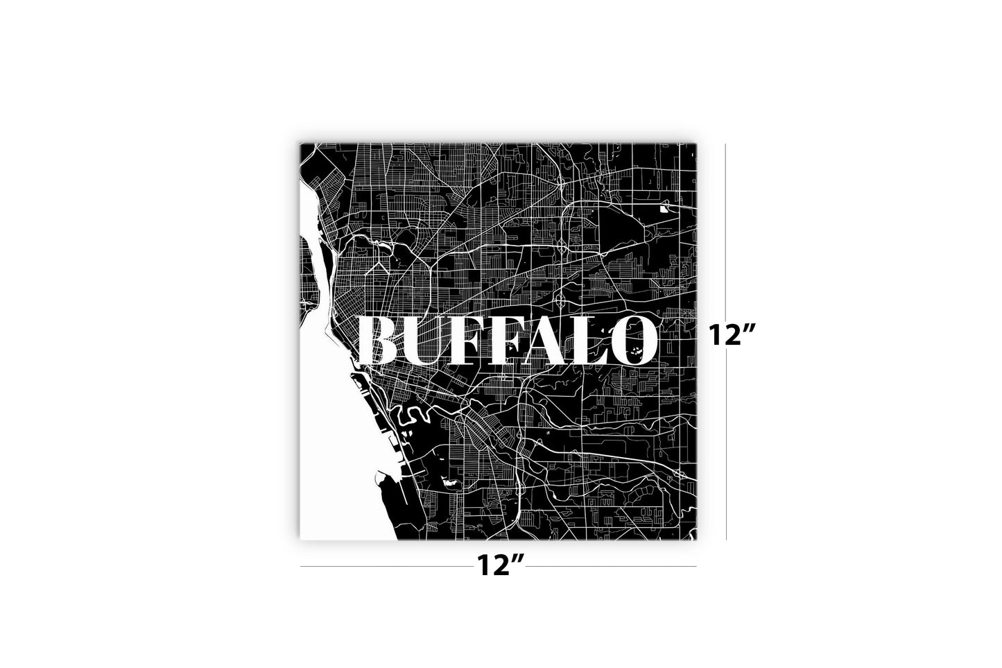 Minimalistic B&W New York Buffalo Map | Wood Sign | Eaches | Min 2