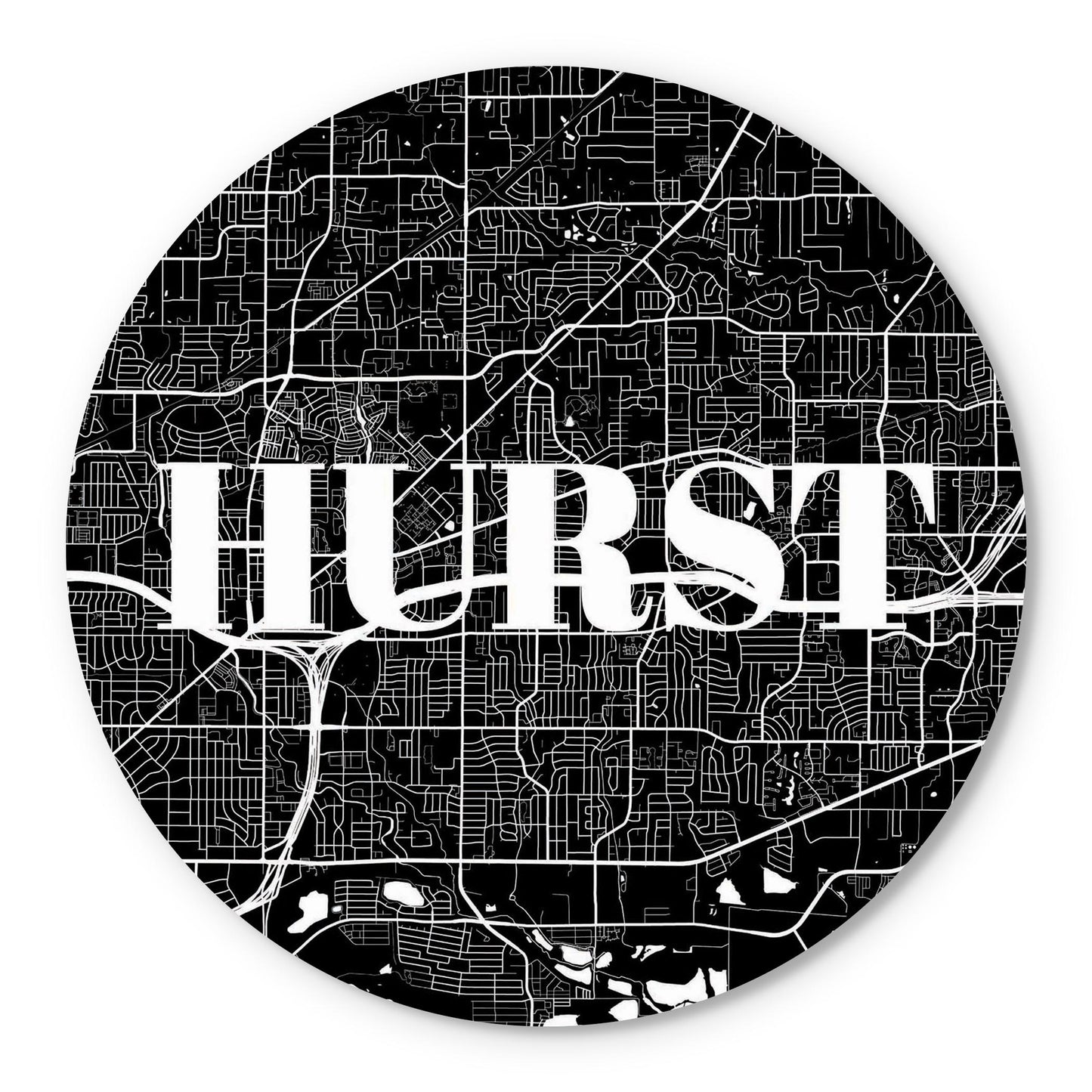 Minimalistic B&W Texas Hurst Map | Wood Sign | Eaches | Min 1