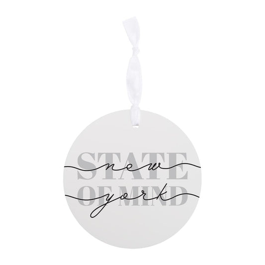 Minimalistic B&W New York Quip Ny State Of Mind | Wood Ornament | Eaches | Min 6