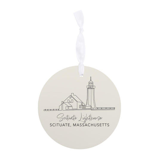 Cream Scituate Lighthouse| Wood Ornament | Eaches | Min 6