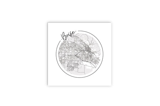 Minimalist B&W Idaho Boise Circle Map | Wood Sign | Eaches | Min 2