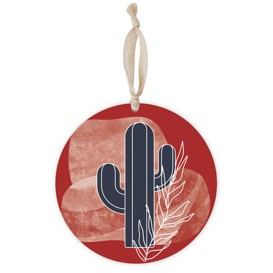 Modern Minimalist Texas Colors Cactus | Wood Ornament | Eaches | Min 1