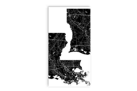 Modern Louisiana State Shape With Map | Wood Sign | Eaches | Min 2