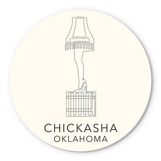 Modern Minimalist Oklahoma Chickasha Leg Lamp | Wood Sign | Eaches | Min 1