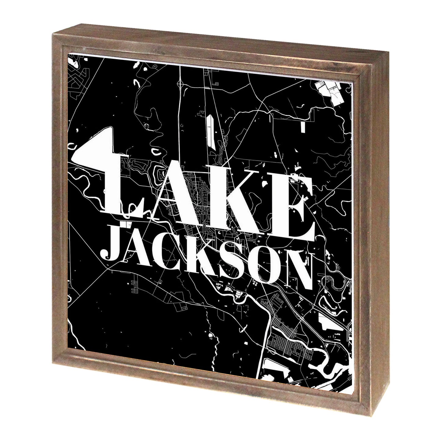 Minimalistic B&W Texas Lake Jackson Map | Wood Sign | Eaches | Min 1