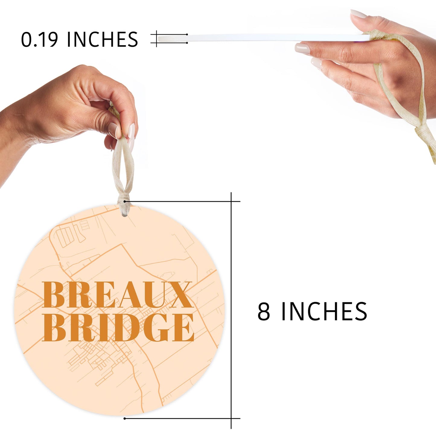 Modern Minimalist Louisiana Breaux Bridge Map | Wood Ornament | Eaches | Min 1