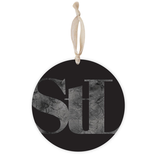 Minimalist B&W Missouri St Louis Black Initials | Wood Ornament | Eaches | Min 1