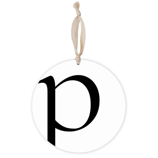 Minimalist Monogram P | Wood Ornament | Eaches | Min 1