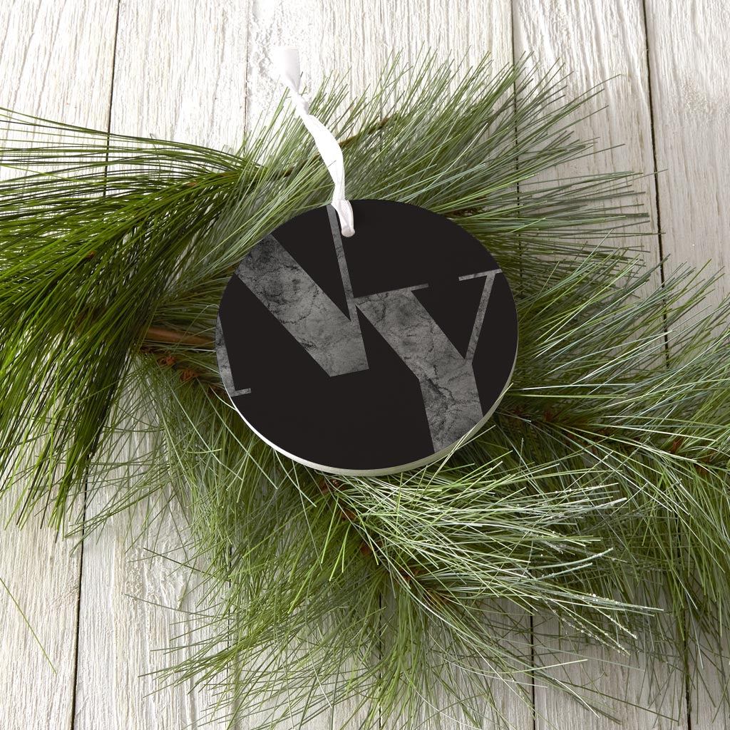 Minimalistic B&W New York Black Initials | Wood Ornament | Eaches | Min 6