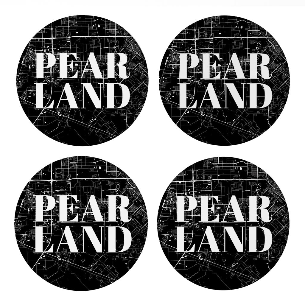 Minimalistic B&W Texas Pearland City Map| Absorbent Coasters | Set of 4 | Min 2