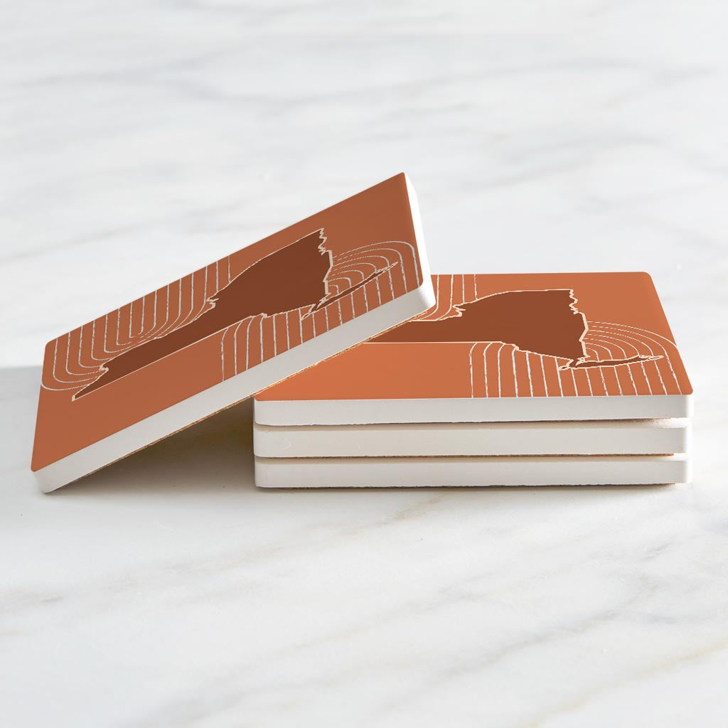 Modern Minimalistic New York Retro Thin Line| Absorbent Coasters | Set of 4 | Min 2