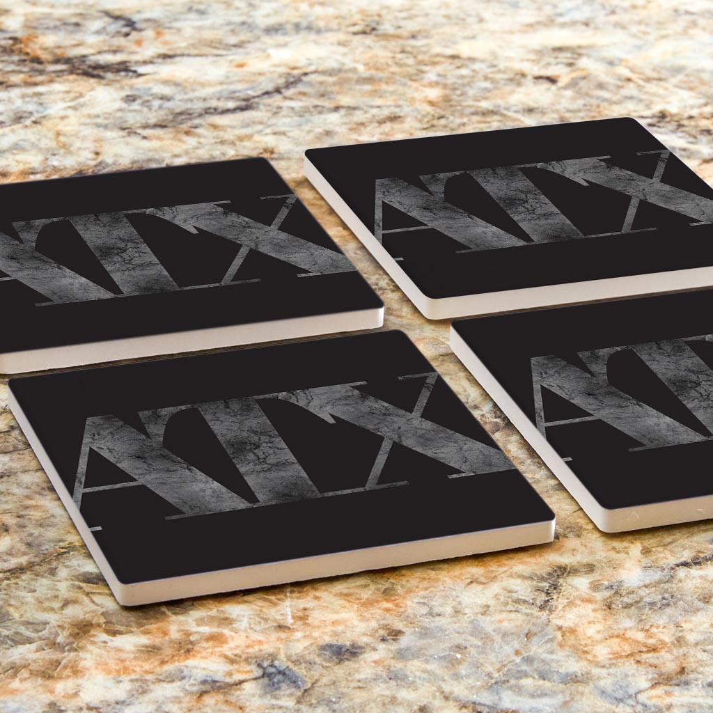 Minimalistic B&W Texas Austin Black Initials | Absorbent Coasters | Set of 4 | Min 2