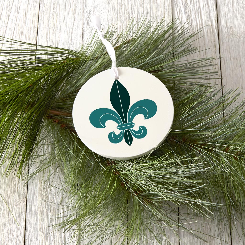 Blue White Fleu De Lis | Wood Ornament | Eaches | Min 6