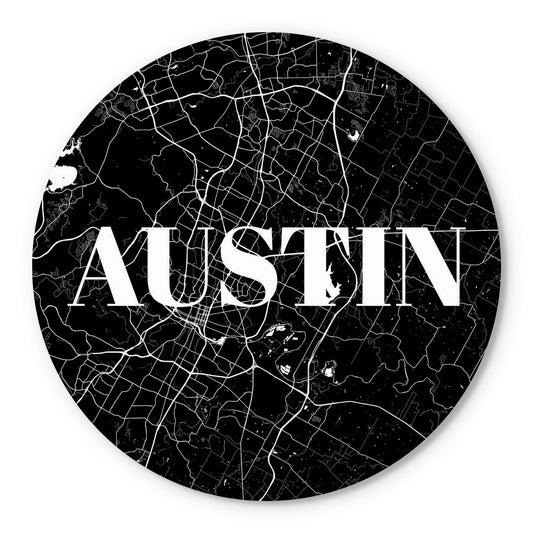 Minimalistic B&W Texas Austin Map | Wood Sign | Eaches | Min 1