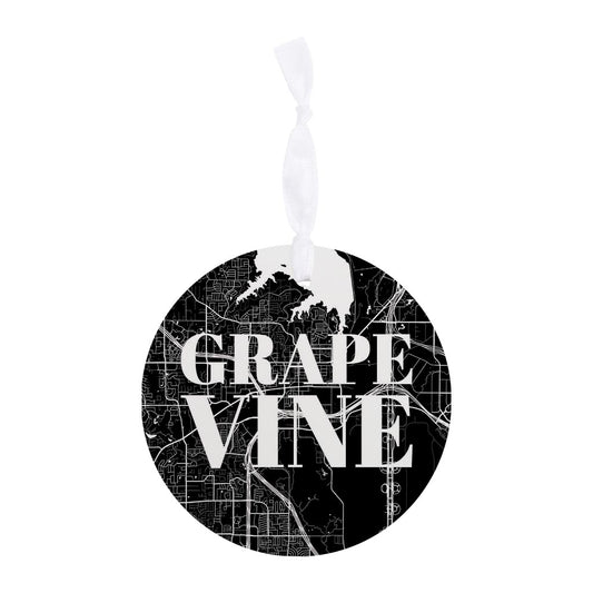 Minimalistic B&W Texas Grapevine Map | Wood Ornament | Eaches | Min 6