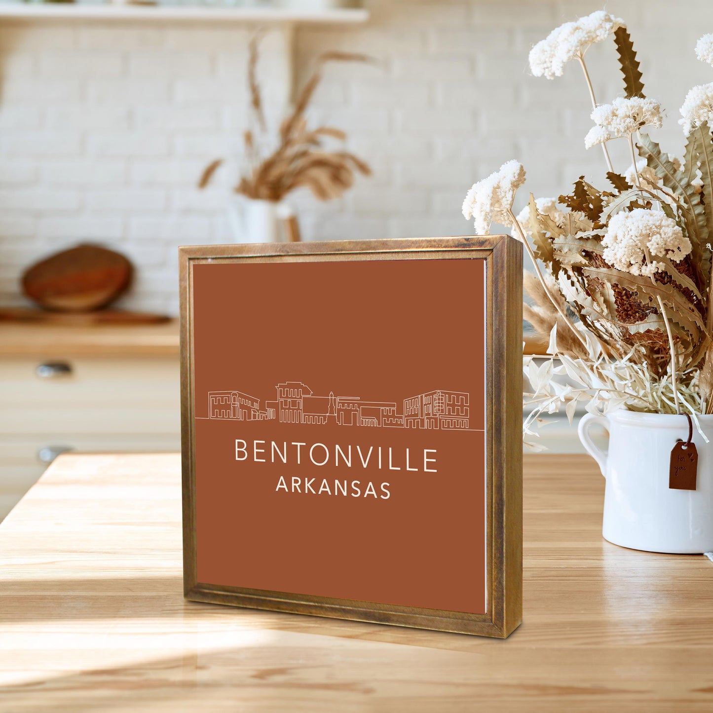 Modern Minimalist Arkansas Bentonville Skyline| Wood Sign | Eaches | Min 1