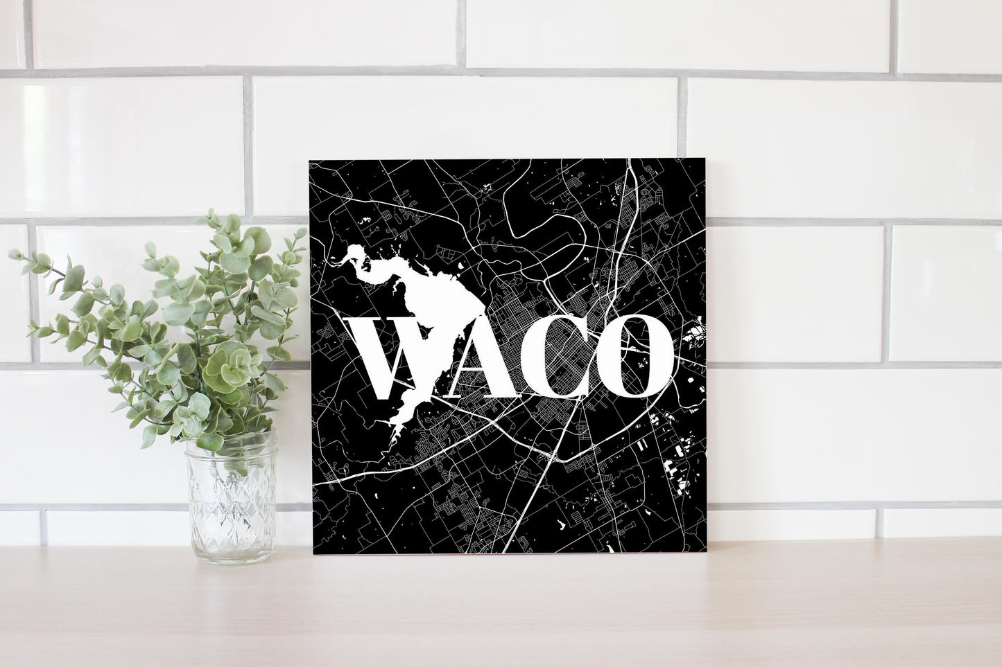 Minimalistic B&W Texas Waco Map | Wood Sign | Eaches | Min 2