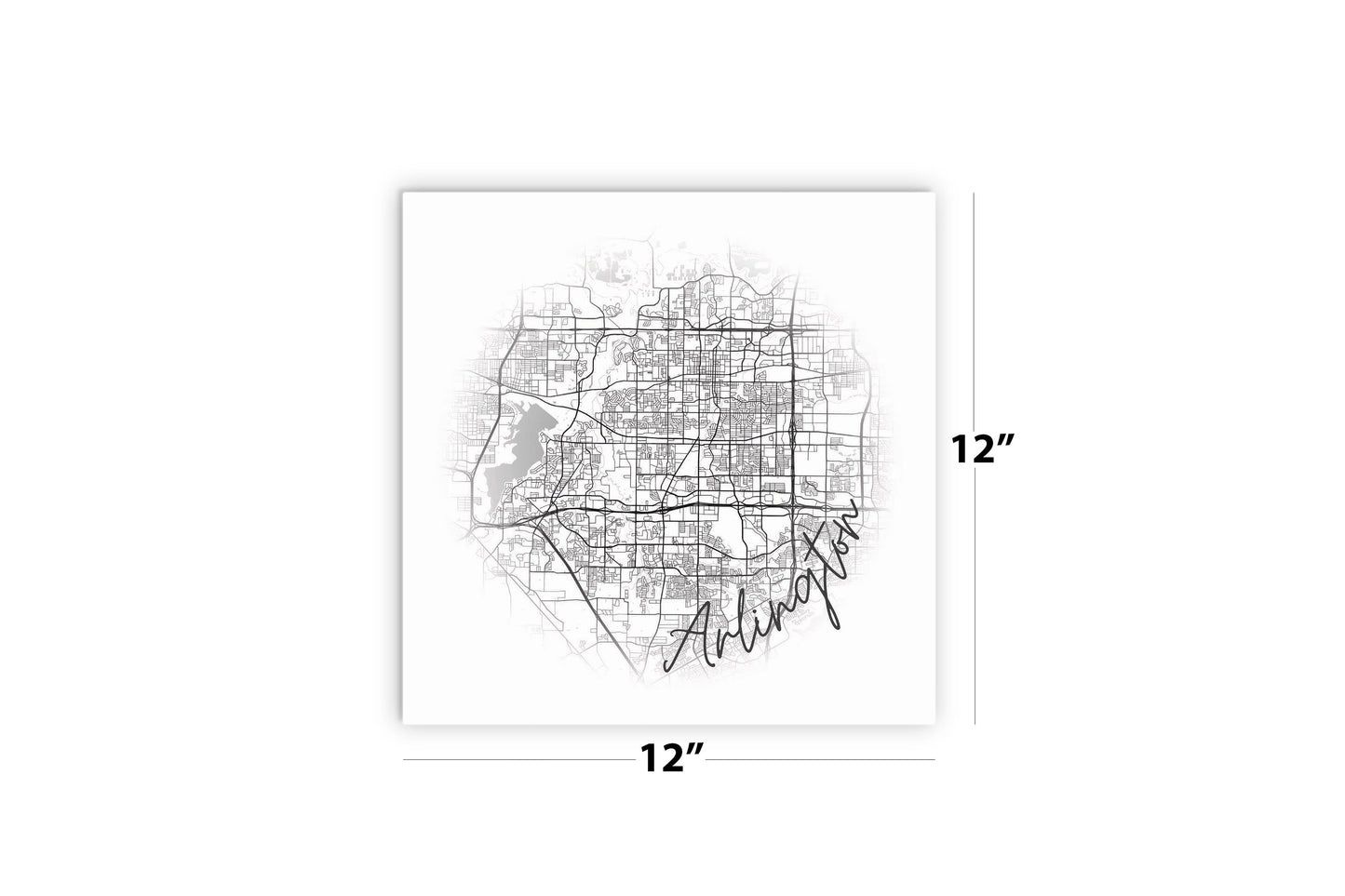 Minimalistic B&W Texas Arlington Circle Map | Wood Sign | Eaches | Min 2