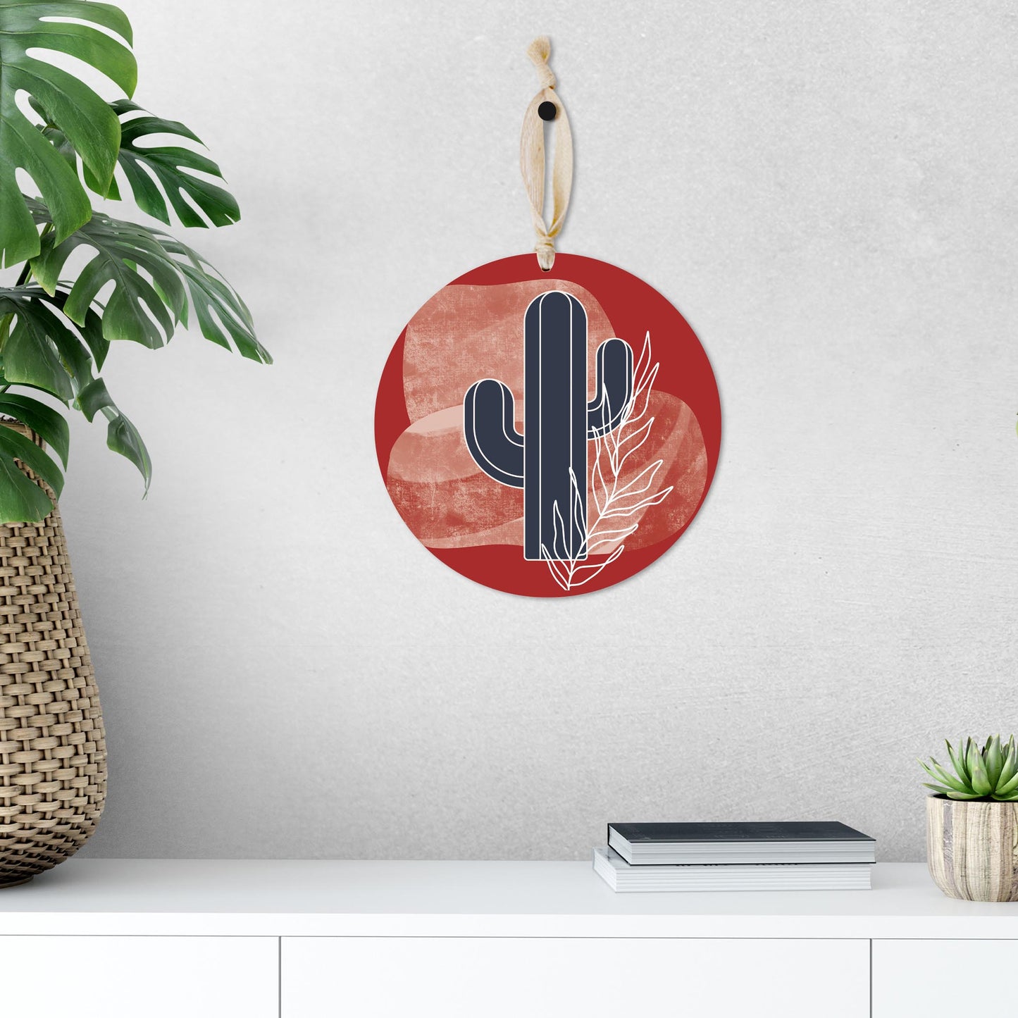 Modern Minimalist Texas Colors Cactus | Wood Ornament | Eaches | Min 1