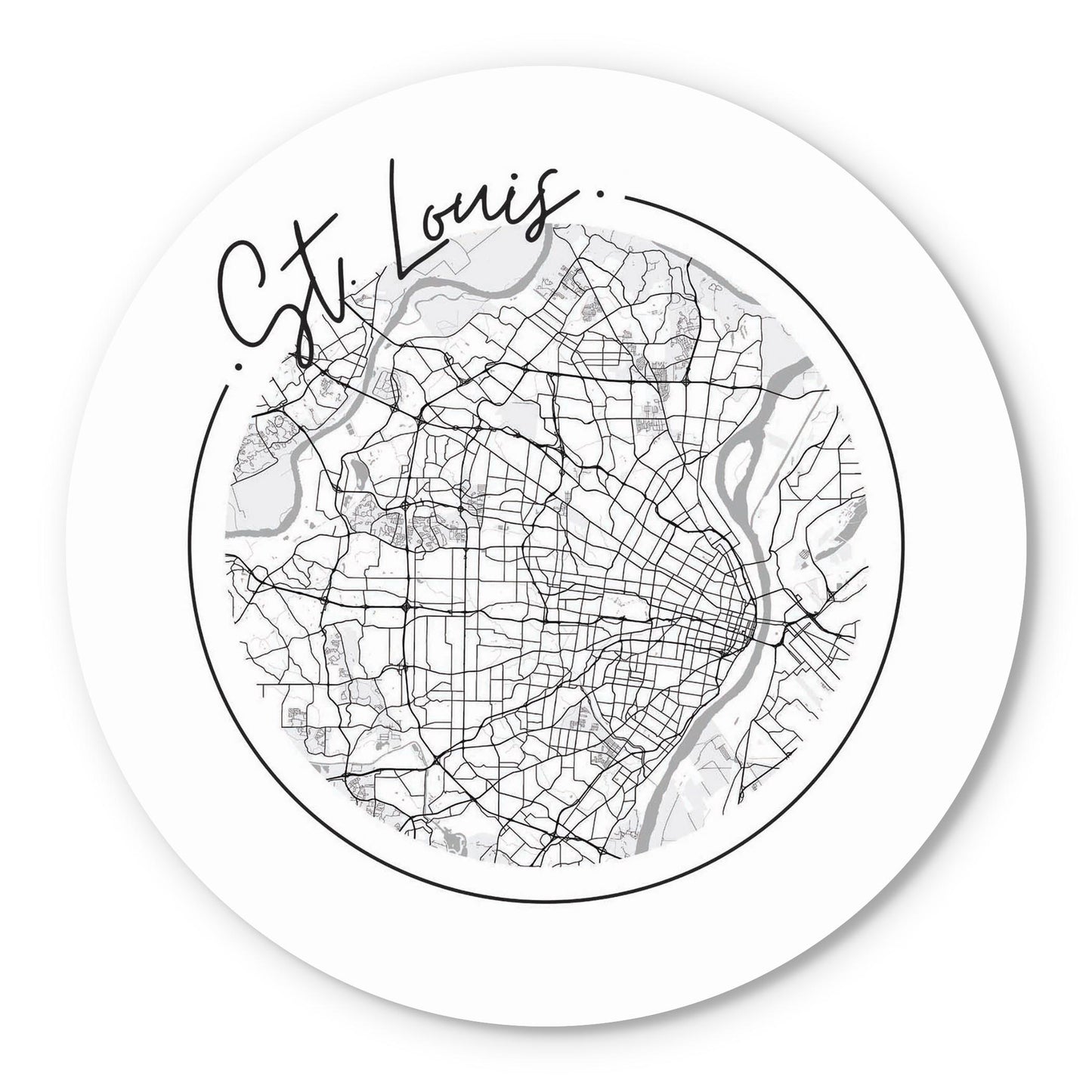 Minimalist B&W Missouri St Louis Circle Map | Wood Sign | Eaches | Min 1