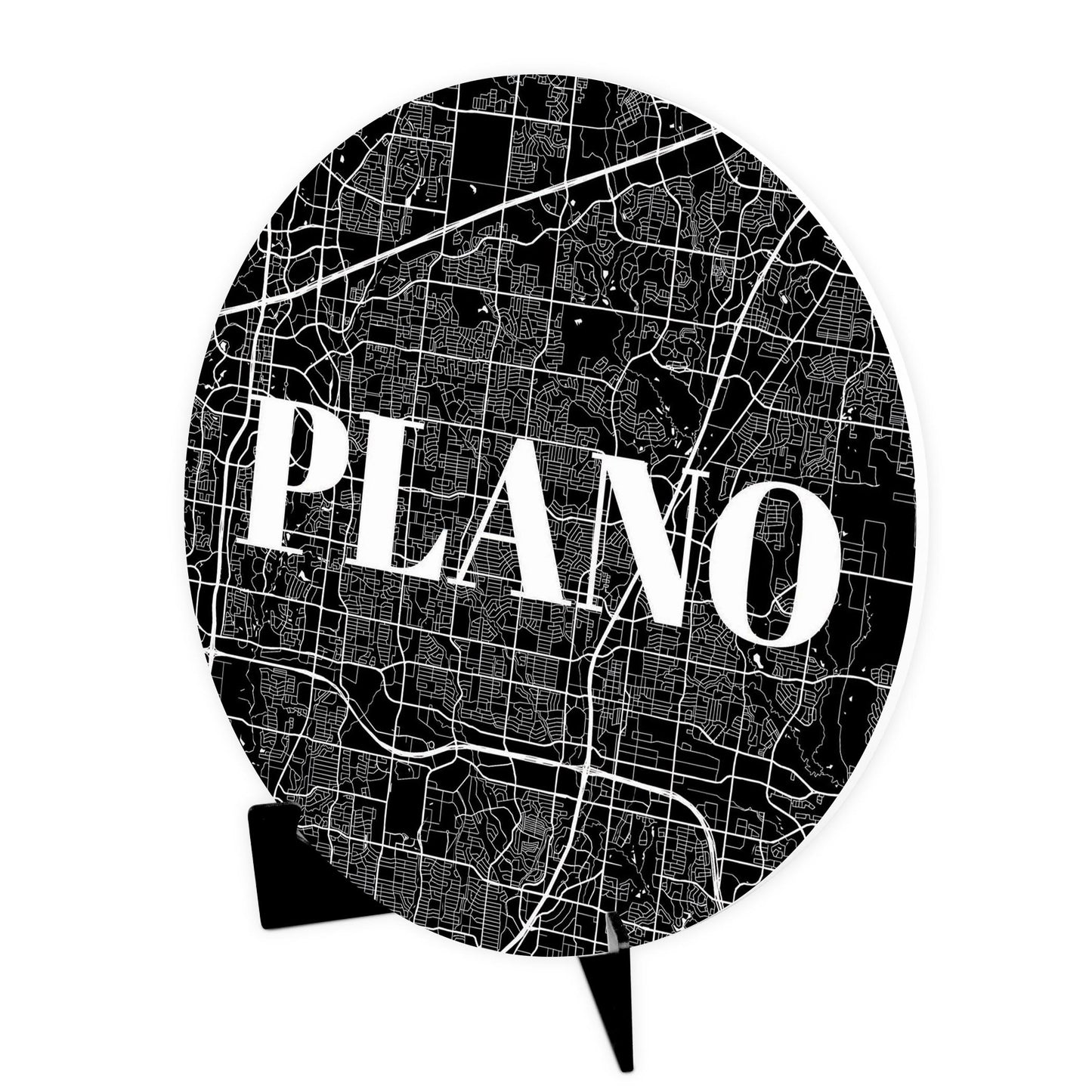 Minimalistic B&W Texas Plano Map | Wood Sign | Eaches | Min 1