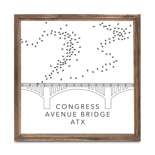 Minimalist B&W Texas Austin Congress Avenue Bridge | Wood Sign | Eaches | Min 1