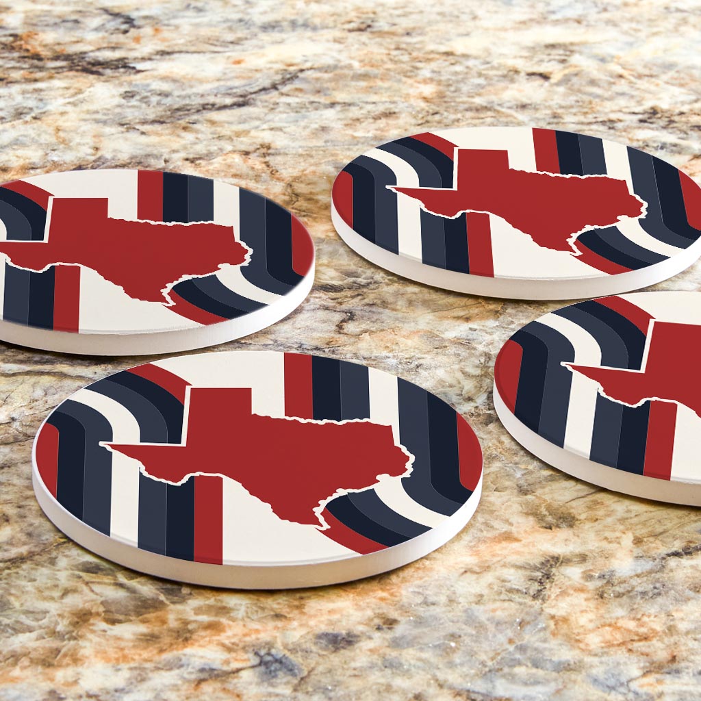 Modern Minimalist Texas Colors Retro Shape | Absorbent Coasters | Set of 4 | Min 2