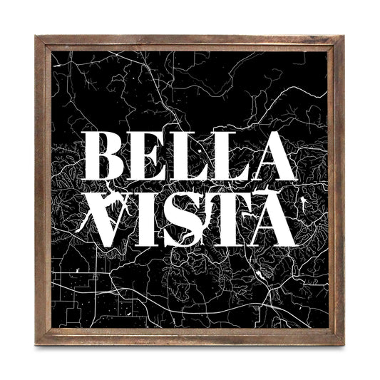 Minimalist B&W Arkansas Bella Vista Map | Wood Sign | Eaches | Min 1