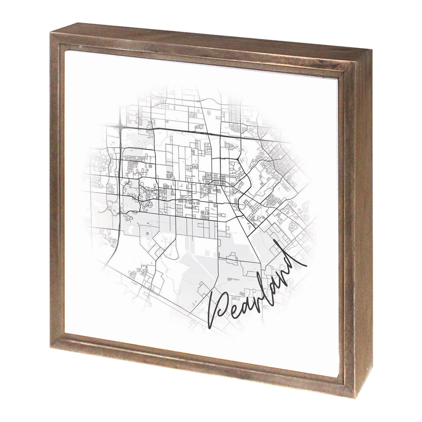 Minimalistic B&W Texas Pearland City Circle Map | Wood Sign | Eaches | Min 1