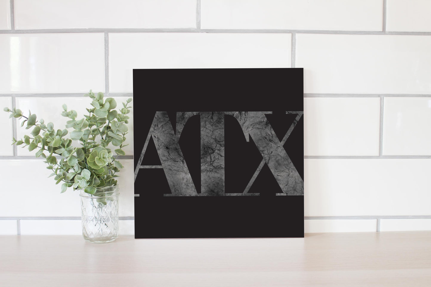 Minimalistic B&W Texas Austin Black Initials | Wood Sign | Eaches | Min 2