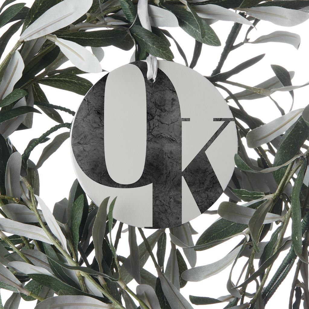 Modern White Oklahoma Initials | Wood Ornament | Eaches | Min 6