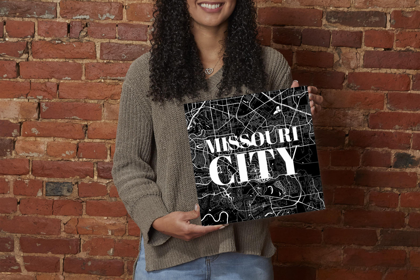 Minimalistic B&W Texas Missouri City Map | Wood Sign | Eaches | Min 2