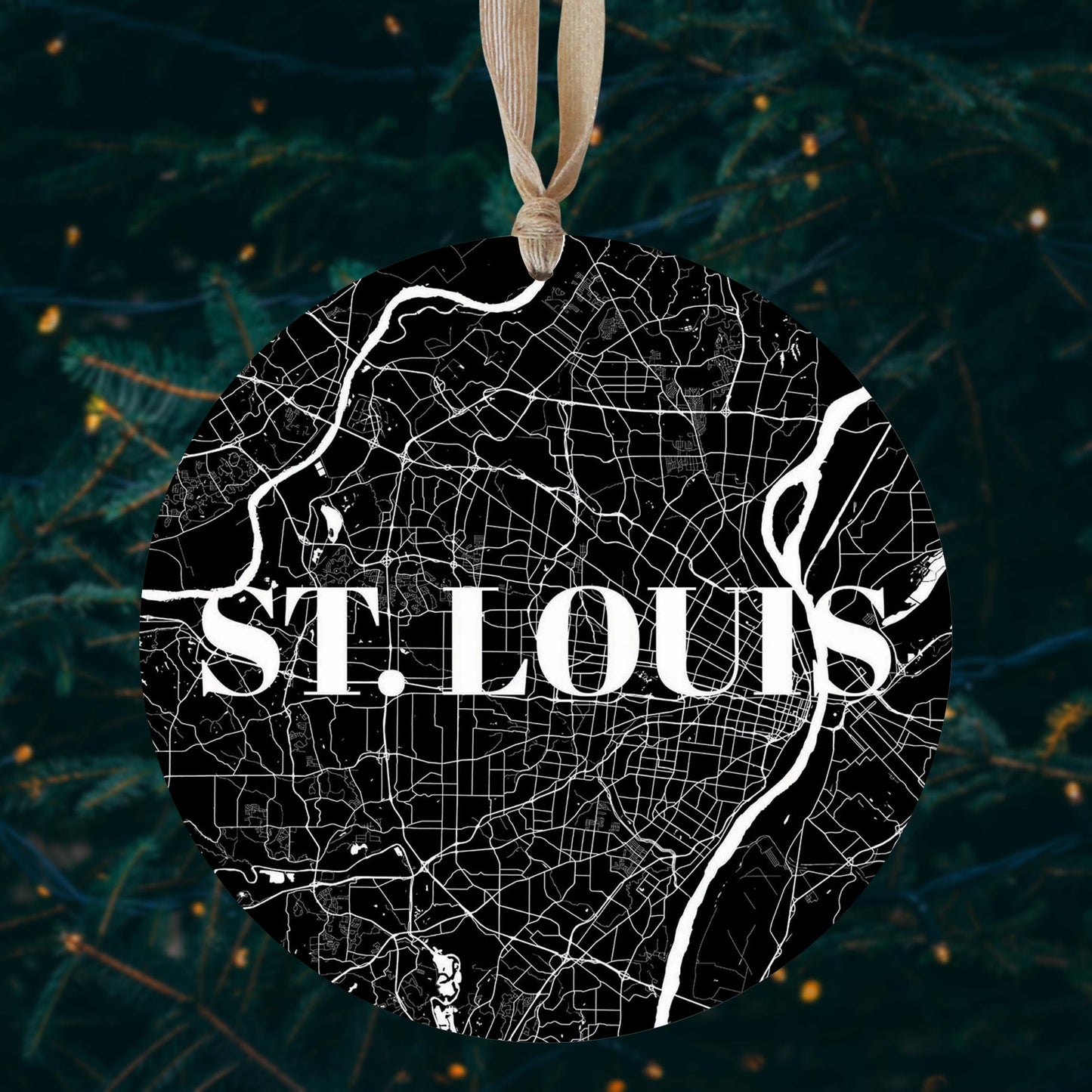 Minimalist B&W Missouri St Louis Map | Wood Ornament | Eaches | Min 1