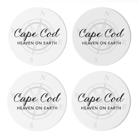 Minimalistic B&W Cape Cod Heaven On Earth| Absorbent Coasters | Set of 4 | Min 2