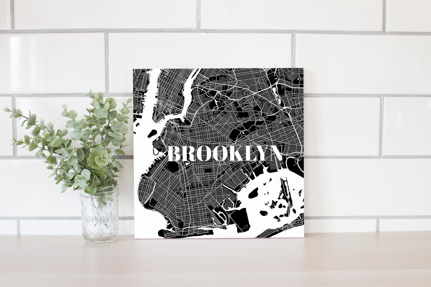 Minimalistic B&W New York Brooklyn Map | Wood Sign | Eaches | Min 2