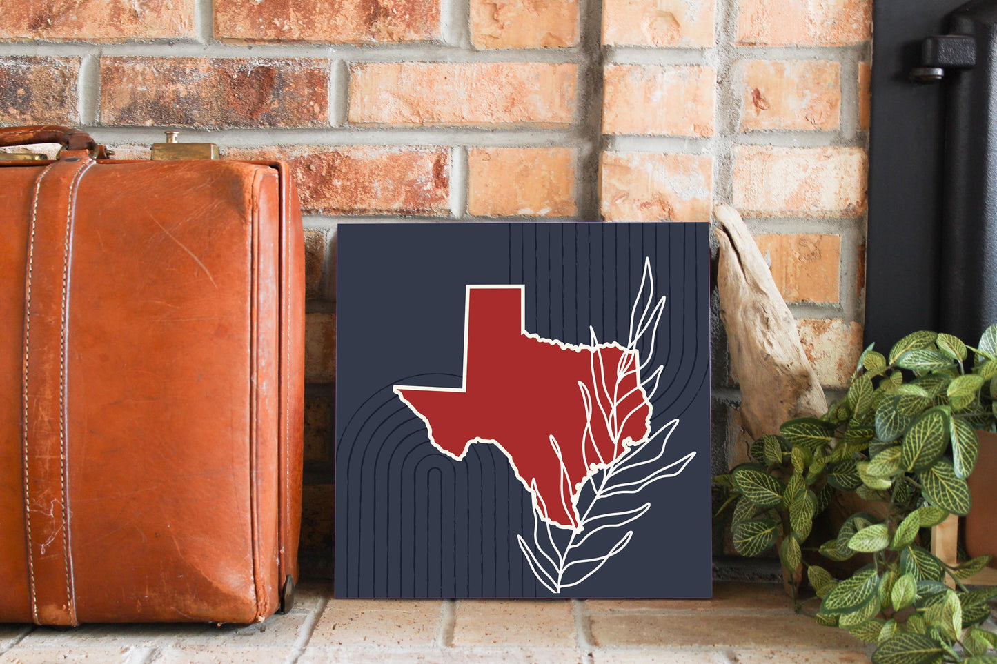 Modern Minimalist Texas Colors Shape Leaf | Wood Sign | Eaches | Min 2