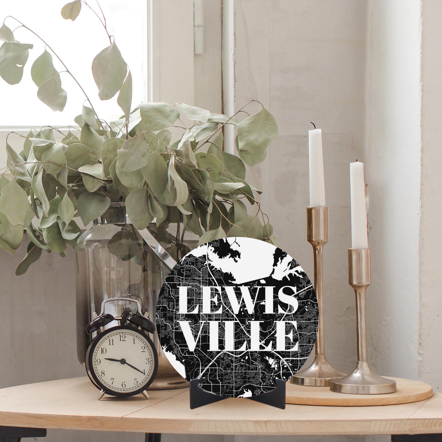 Minimalistic B&W Texas Lewisville Map | Wood Sign | Eaches | Min 1