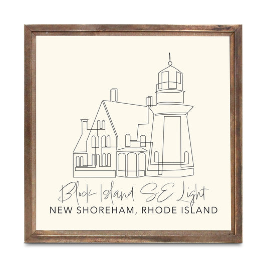 Cream Block Island Se Light | Wood Sign | Eaches | Min 1