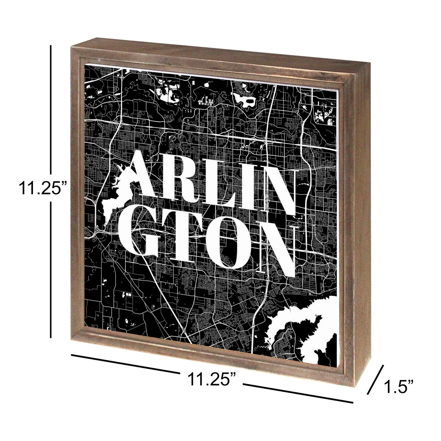 Minimalistic B&W Texas Arlington Map | Wood Sign | Eaches | Min 1