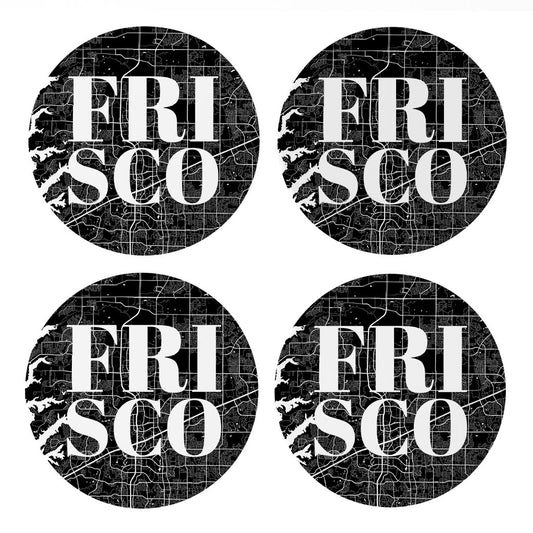 Minimalistic B&W Texas Frisco Map| Absorbent Coasters | Set of 4 | Min 2