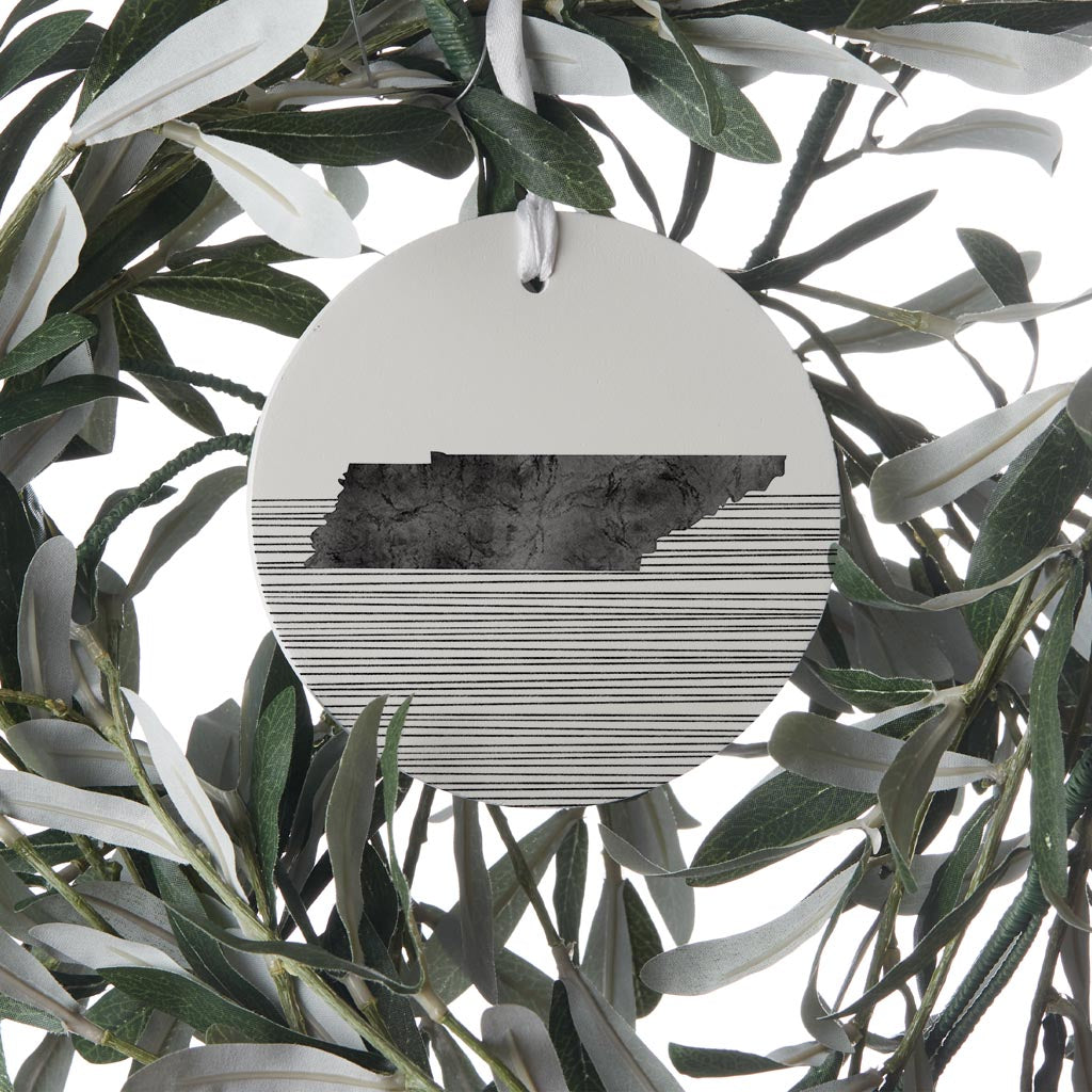 Minimalist B&W Tennessee State With Straight Lines | Wood Ornament | Eaches | Min 6