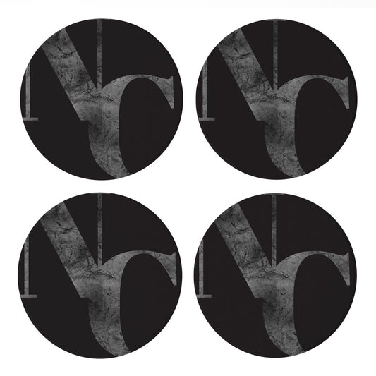 Minimalistic B&W North Carolina Black Initials | Absorbent Coasters | Set of 4 | Min 2