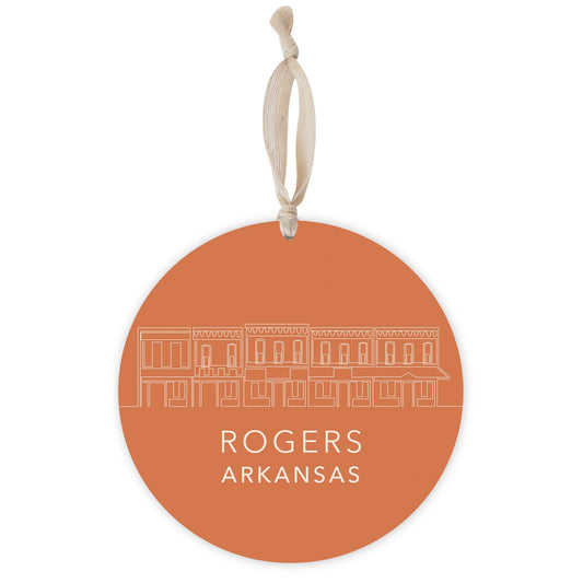 Modern Minimalist Arkansas Rogers Skyline| Wood Ornament | Eaches | Min 1