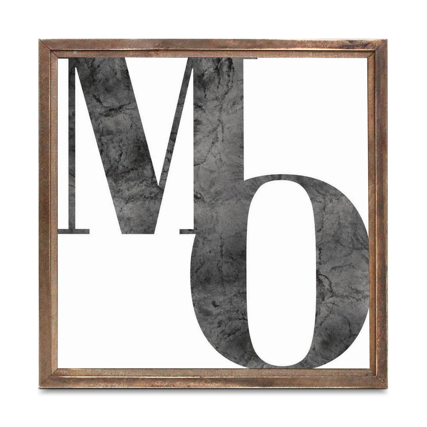 Minimalist B&W Missouri White Initials | Wood Sign | Eaches | Min 1