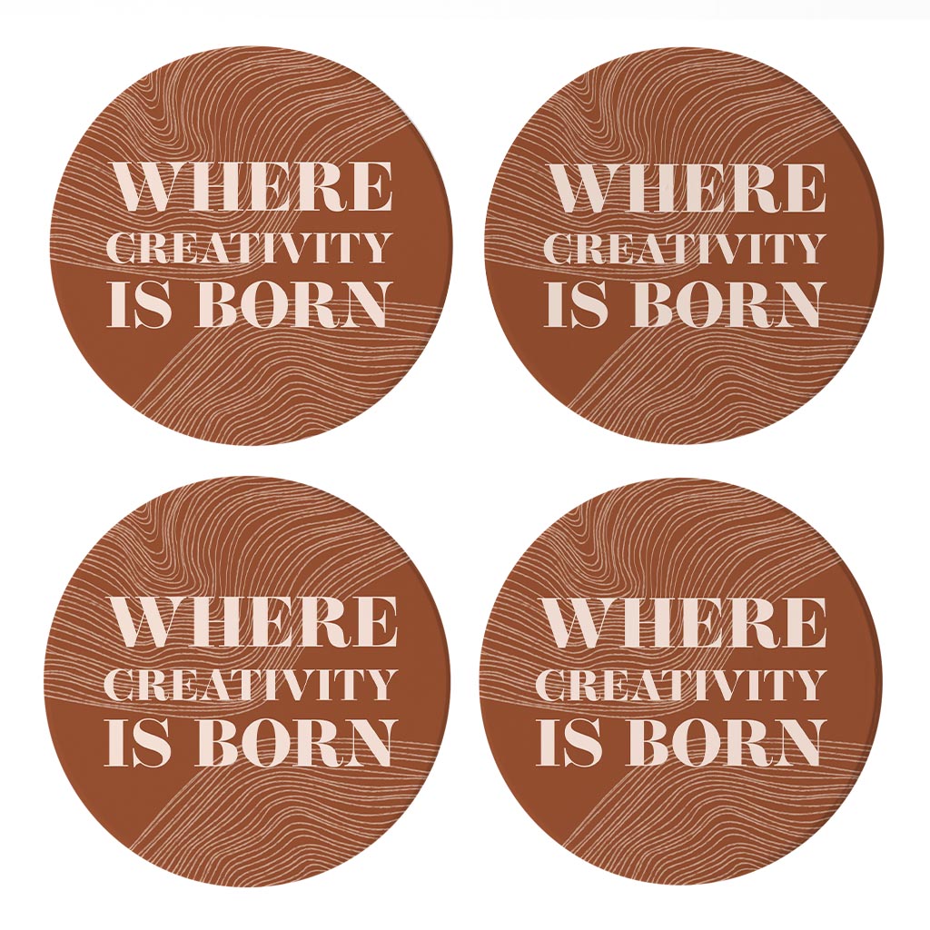 Modern Minimalist New York Creativity Is Born | Absorbent Coasters | Set of 4 | Min 2