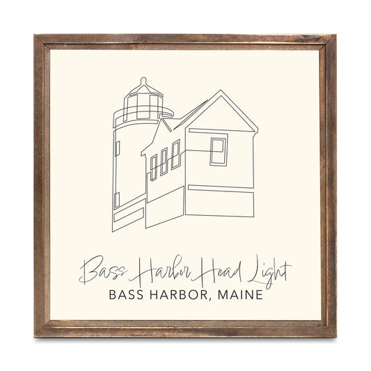 Cream Bass Harbor Head Light | Wood Sign | Eaches | Min 1